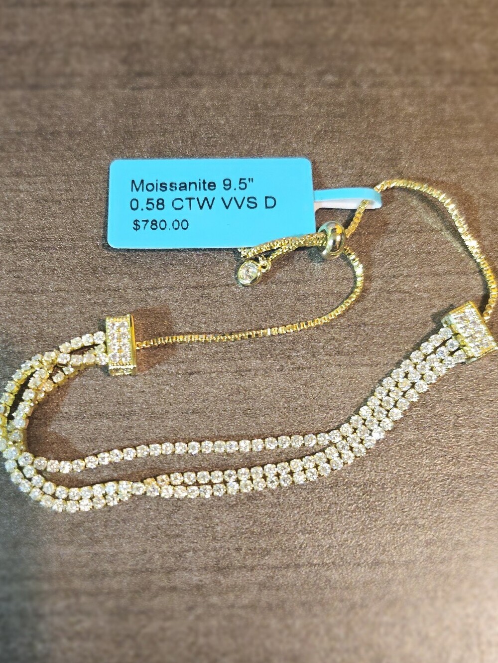 0.58 Premium 3 ROW Moissanite Tennis Bolo Bracelet Up To 9.5"